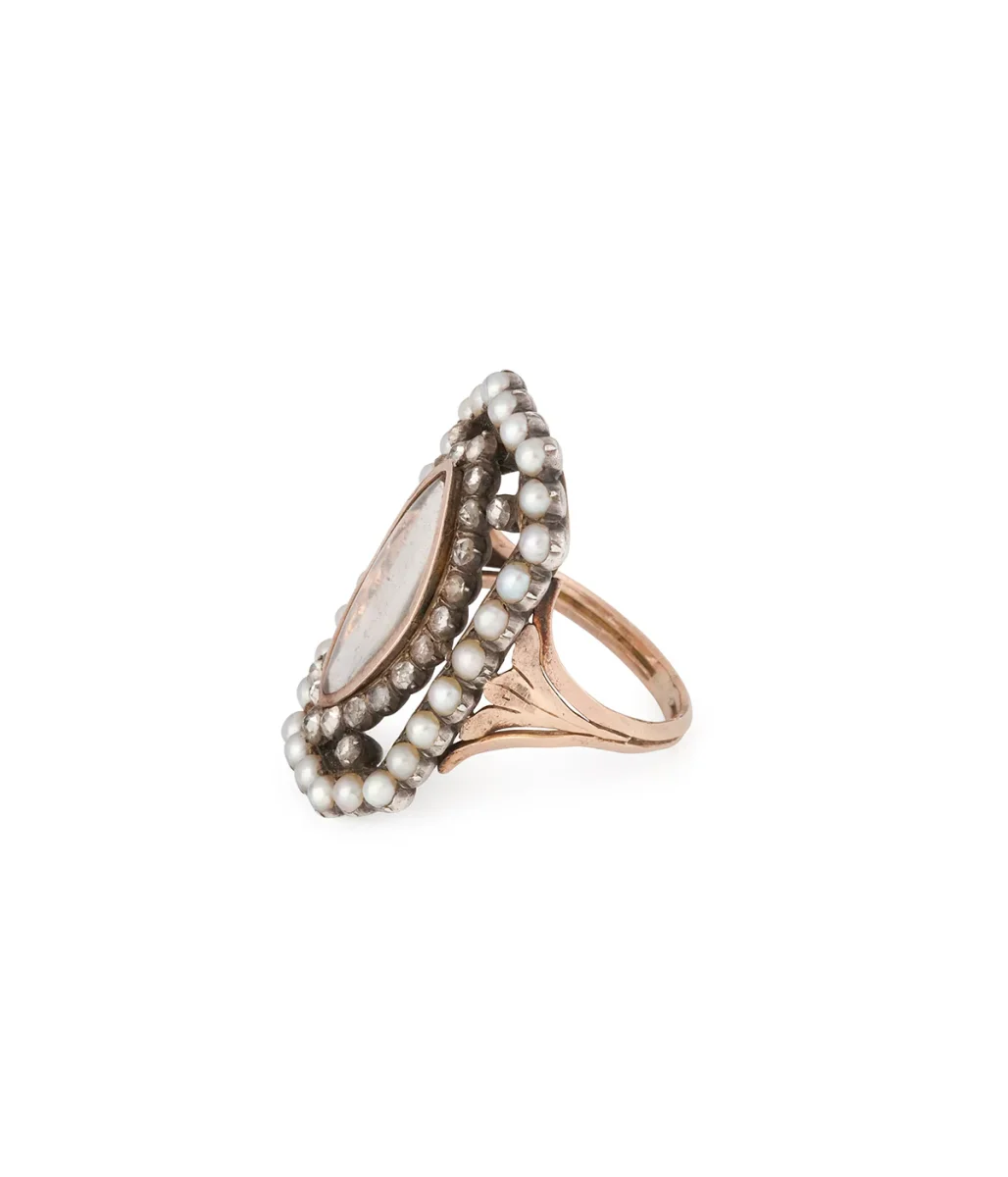 Bague ancienne avec cheveux tressés "Nadia" – Image 7